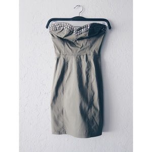 H&M Olive Green Studded Body-con Dress